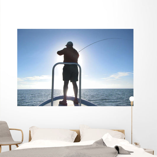 Fly Fisherman Sunrise Wall Decal