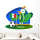 World Cup Mascot 2014 with Mexico Team Flag Wall Decal