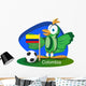 World Cup Mascot 2014 with Colombia Team Flag Wall Decal