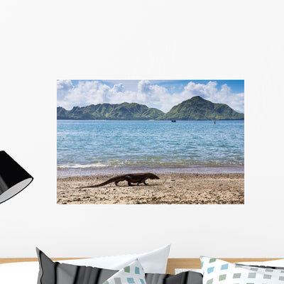 Komodo Dragon Beach Varanus Wall Decal shown on a wall