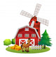 Red Windmill Barn Wall Decal