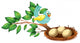 Blue Bird Watching Eggs Wall Decal