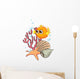 An Orange Puffer Fish near the Seashells Wall Decal
