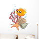 An Orange Puffer Fish near the Seashells Wall Decal