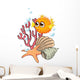 An Orange Puffer Fish near the Seashells Wall Decal