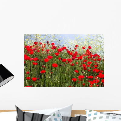 Poppies Wall Decal shown on a wall