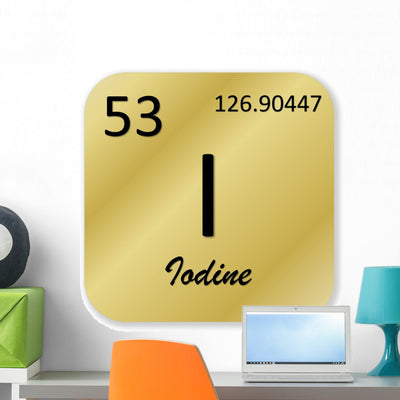 Iodine Element Wall Decal shown on a wall