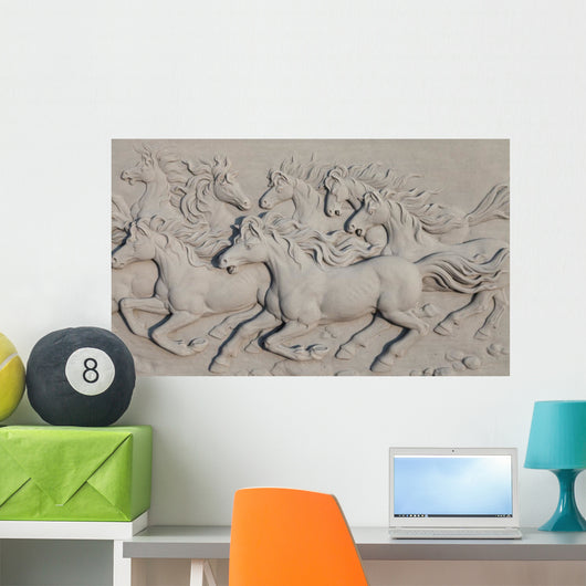 Horses Bass-relief Wall Mural