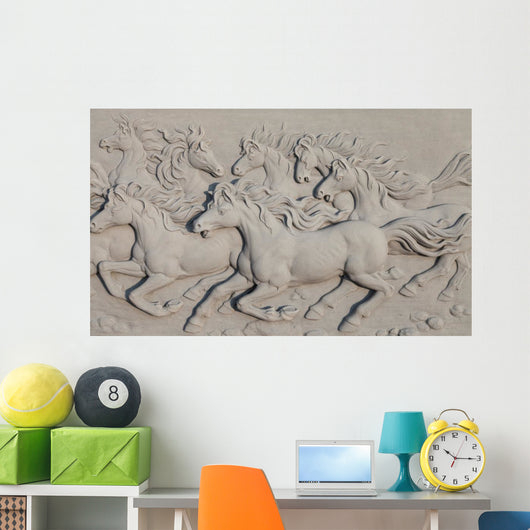 Horses Bass-relief Wall Mural