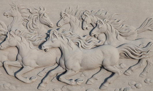 Horses Bass-relief Wall Mural