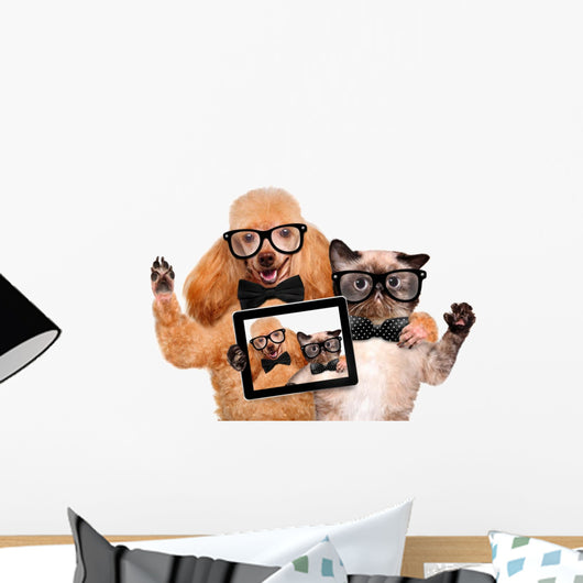 Dog with Cat Taking a Selfie Wall Decal