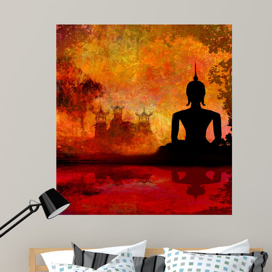 Silhouette Buddha Asian Landscape