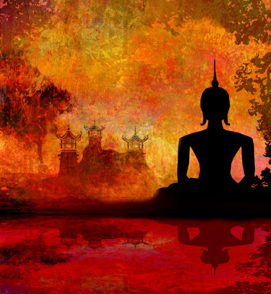 Silhouette Buddha Asian Landscape