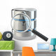 Search data. Database and loupe. Wall Decal