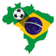 Brazil Map with Soccer Ball Wall Decal