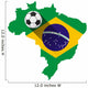 Brazil Map with Soccer Ball Wall Decal