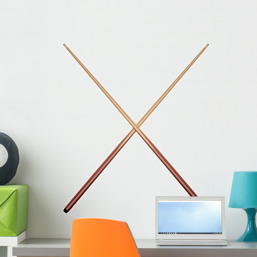 Billiard Cues White Wall Decal