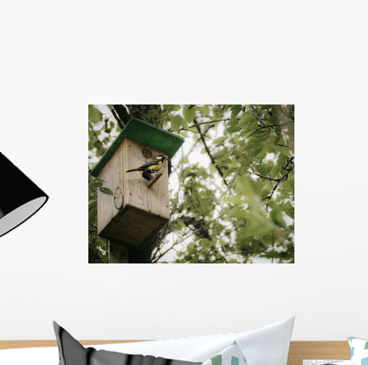 Birdhouse with bird Wall Mural