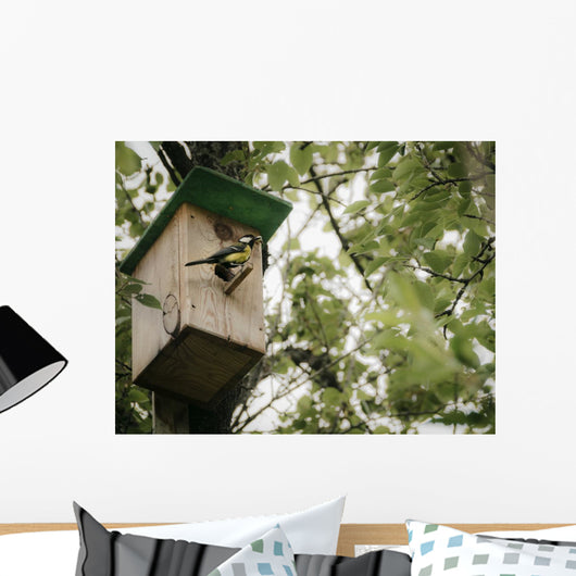 Birdhouse with bird Wall Mural