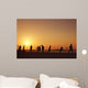 Football at  beach in Dubai during sunset. Wall Mural