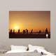 Football at  beach in Dubai during sunset. Wall Mural