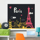 Paris Card Design Wall Mural