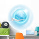 Illustration of airplane in the sky with globe Wall Decal
