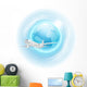 Illustration of airplane in the sky with globe Wall Decal