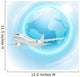 Illustration of airplane in the sky with globe Wall Decal