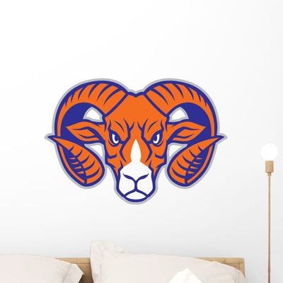 Ram Head Mascot Wall Decal shown on a wall