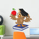 Owl holding an apple Wall Decal