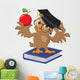 Owl holding an apple Wall Decal