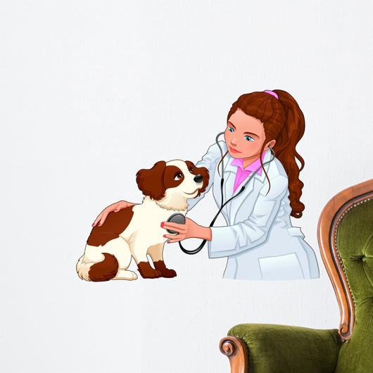 Veterinary with dog. Wall Decal