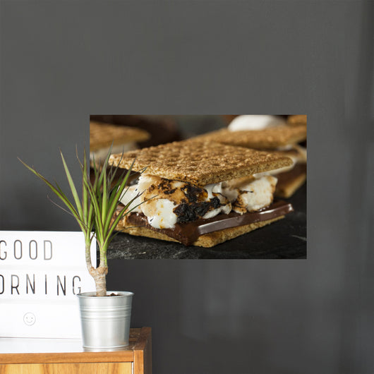 S'mores with Marshmallows Chocolate and Graham Crackers Wall Mural