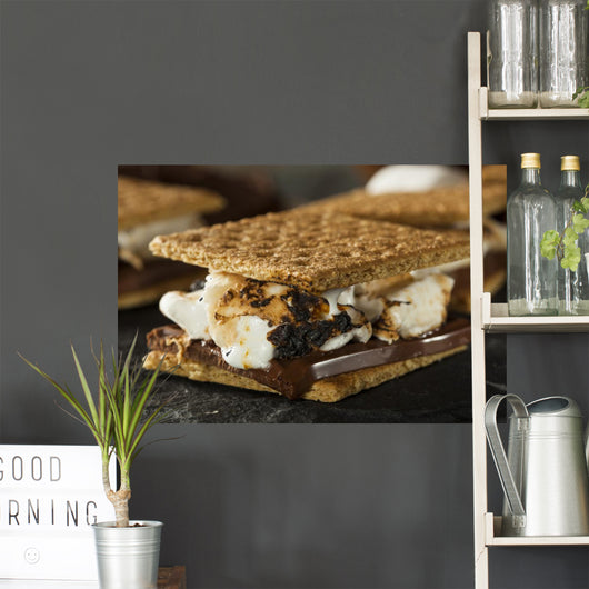 S'mores with Marshmallows Chocolate and Graham Crackers Wall Mural