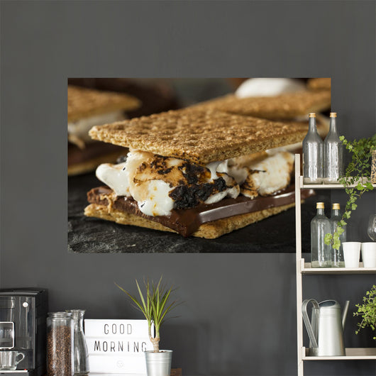 S'mores with Marshmallows Chocolate and Graham Crackers Wall Mural