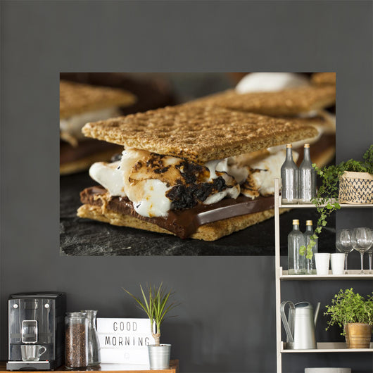 S'mores with Marshmallows Chocolate and Graham Crackers Wall Mural