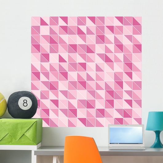 Mosaic pattern of pink triangles Wall Mural