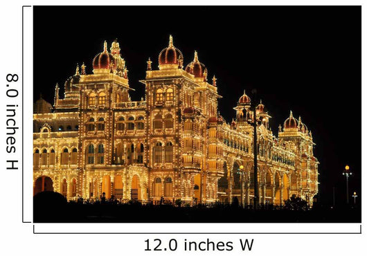 Mysore Palace in India illuminated at night Wall Mural