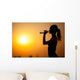 Silhouette Young Sportive Woman Wall Decal