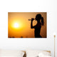 Silhouette Young Sportive Woman Wall Decal