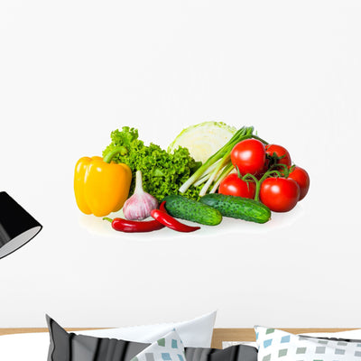 Fresh Ripe Vegetables White Wall Decal shown on a wall