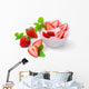 Fresh strawberry with mint leaves.Yogurt with strawberry . Wall Decal