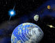 Planets in a space. Light of a star. Wall Mural
