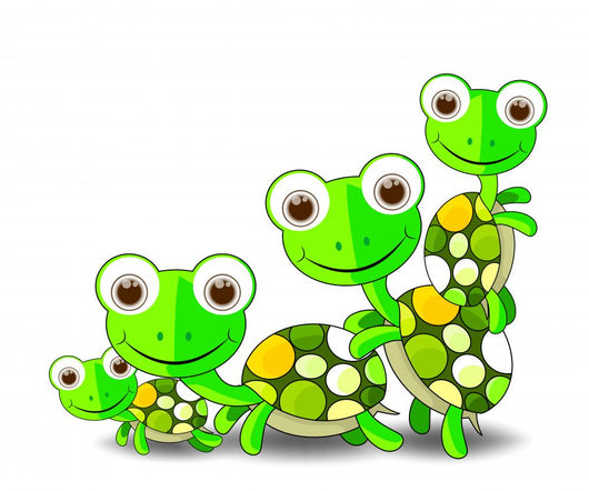 Cute Turtles Family Wall Decal
