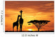 baby giraffe silhouette at sunset Wall Mural