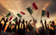 Group of People Holding National Flags -Mexico Wall Mural