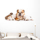 English bulldog mother with puppies Wall Decal