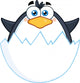 Surprise Baby Penguin out of an Egg Shell Wall Decal