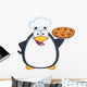 Chef Penguin Holding a Pizza Pie Wall Decal